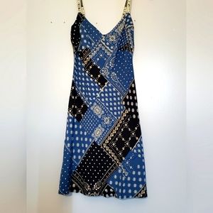 Tommy Jeans Women's Dress Blue Size XXS V-Neck Slip Patchwork